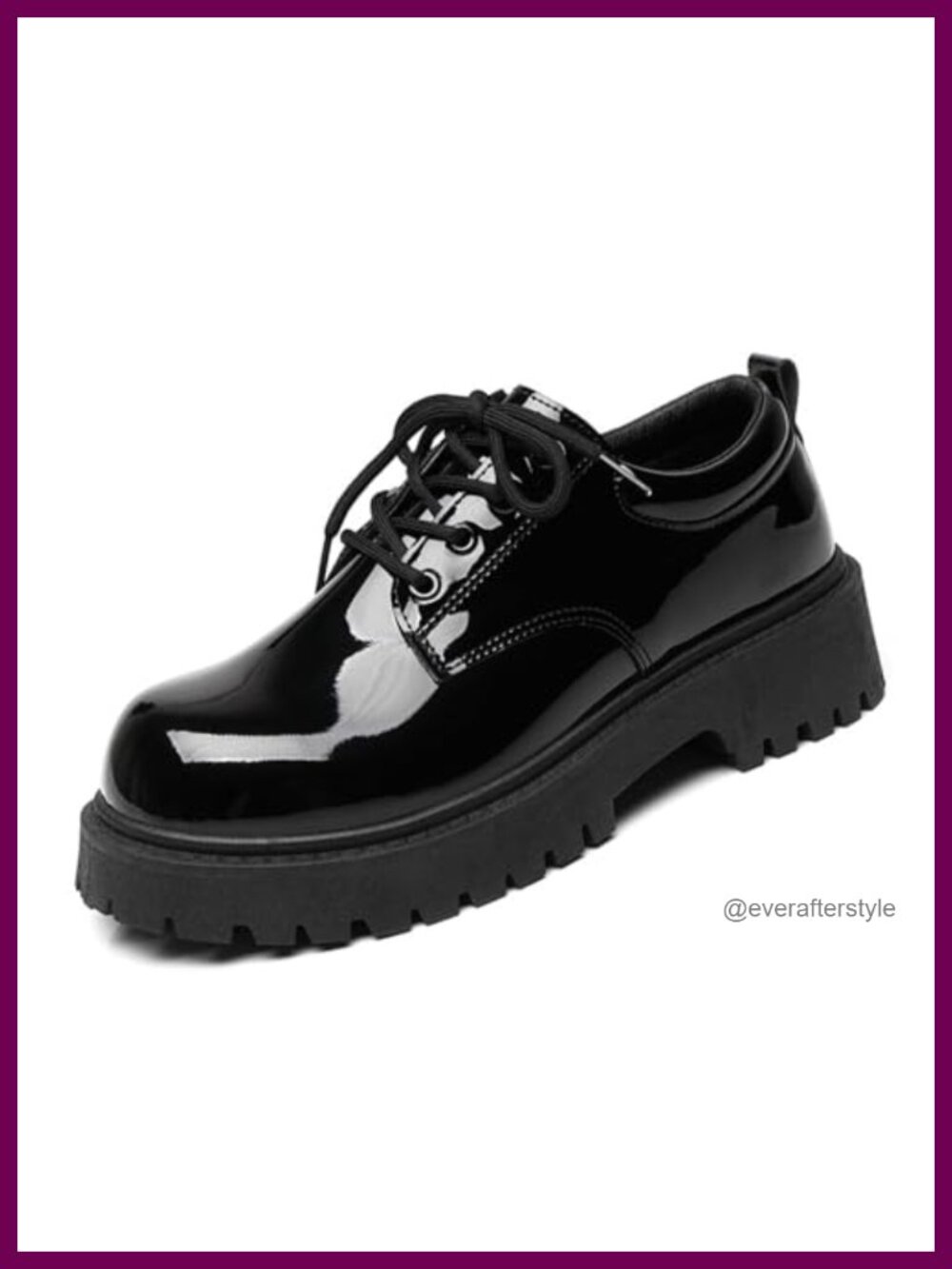 Men's Patent Leather Platform Oxfords Chunky Heel Lace Up Dress Shoes
